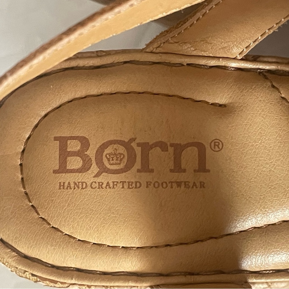 Born Bernese Leather Platform Cork Wedge Sandal Shoes Brown Women's Size 7 US - Picture 5 of 7